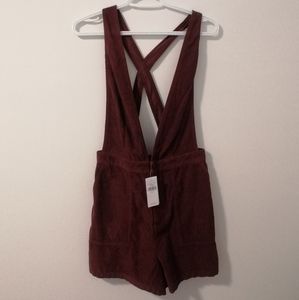 American Eagle Burgundy Corduroy Romper Size 6